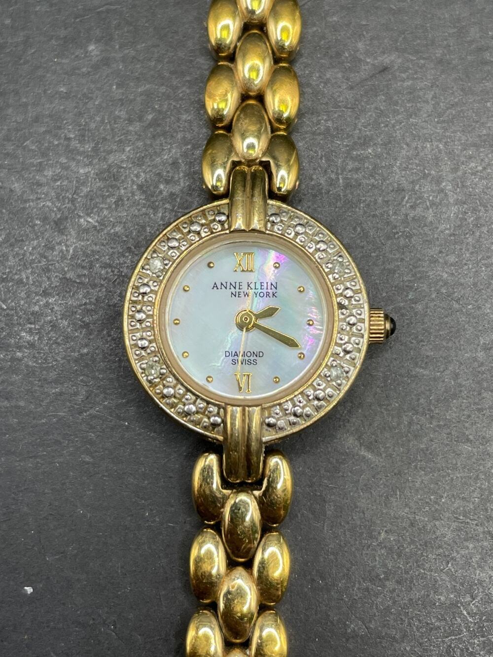 Anne Klein New York Diamond Swiss Women's Watch 20mm Gold Tone MOP Dial